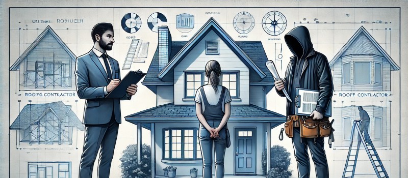 Image symbolizing choosing the right roofing contractor for repairs.