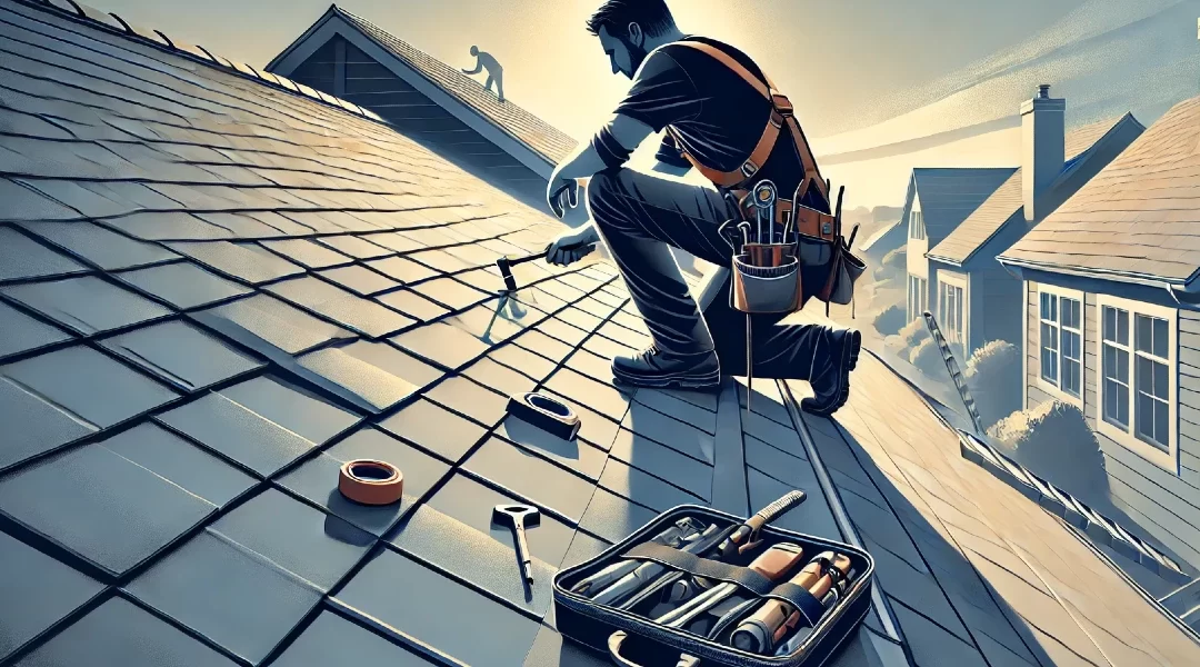 Image representing roof wear, damage evaluation, and replacement options.